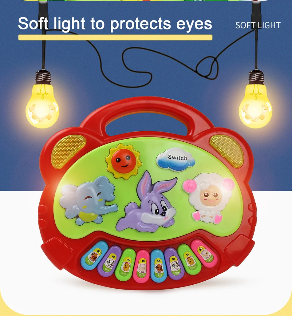 Animal Sound Piano Toy – Flashing Lights & Music for Kids