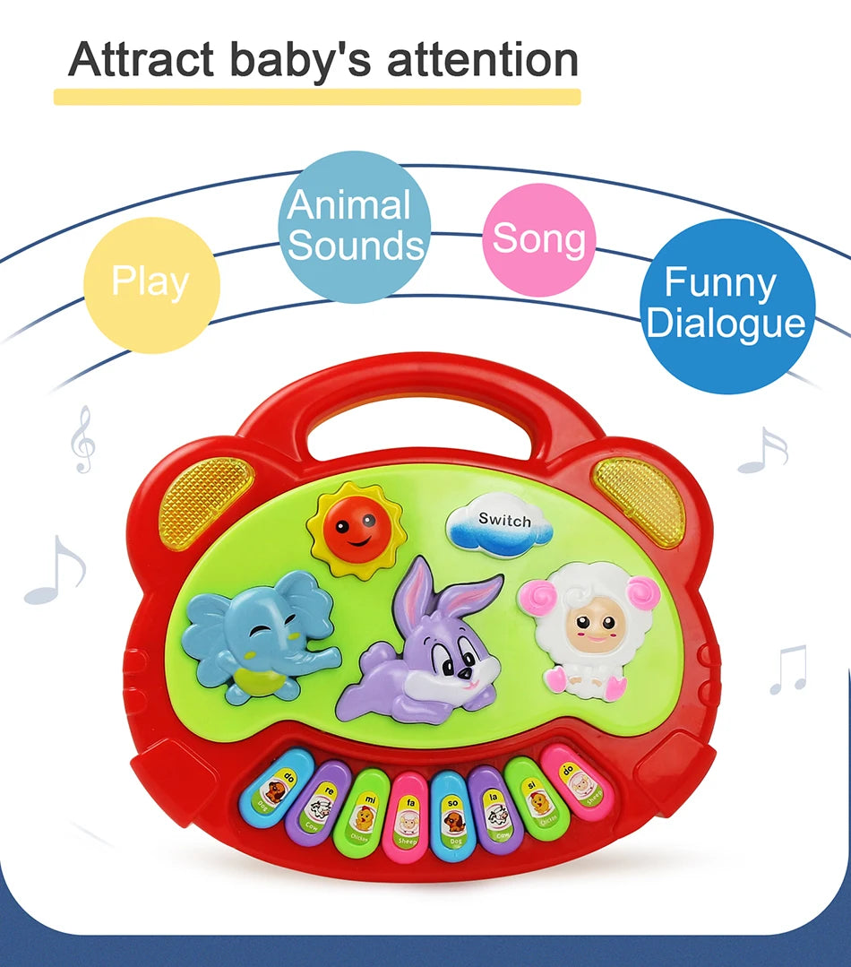 Animal Sound Piano Toy – Flashing Lights & Music for Kids