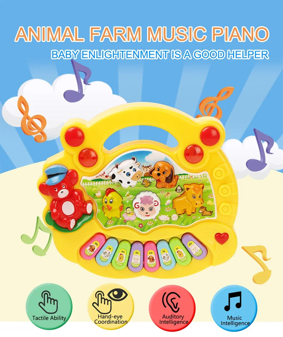 Animal Sound Piano Toy – Flashing Lights & Music for Kids