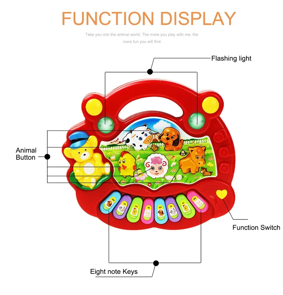 Animal Sound Piano Toy – Flashing Lights & Music for Kids
