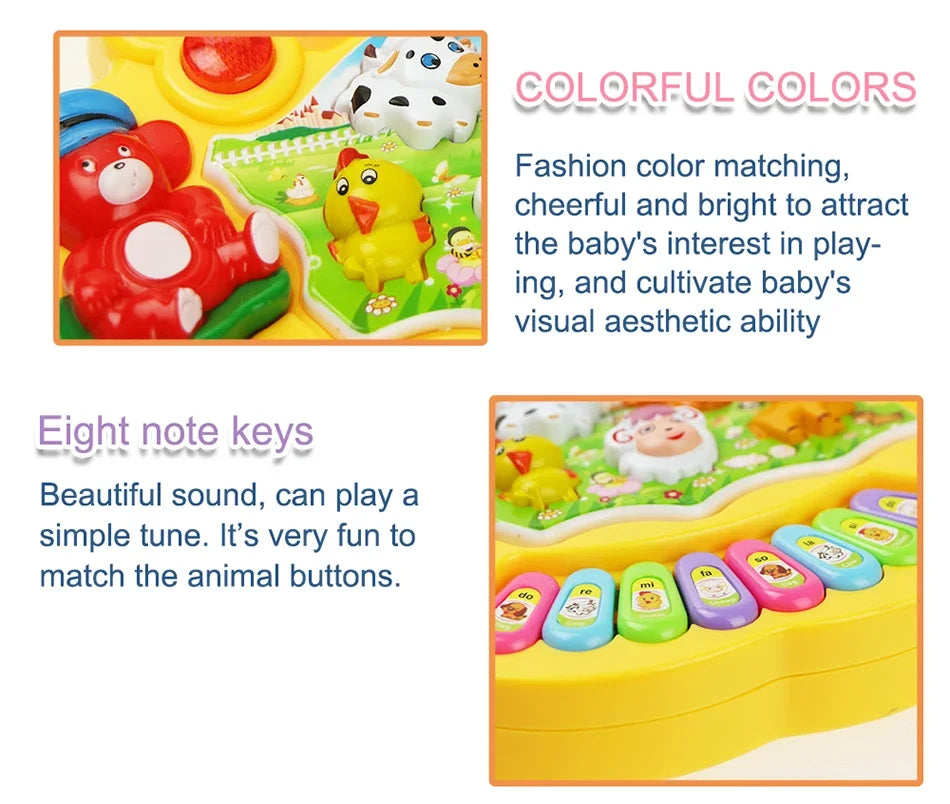 Animal Sound Piano Toy – Flashing Lights & Music for Kids