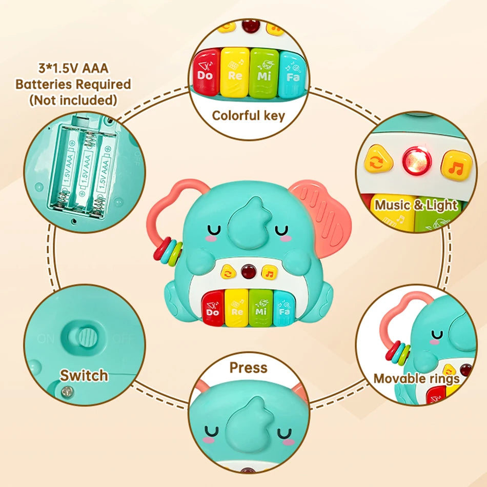 Animal Sound Piano Toy – Flashing Lights & Music for Kids