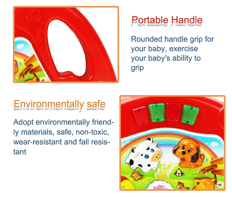 Animal Sound Piano Toy – Flashing Lights & Music for Kids